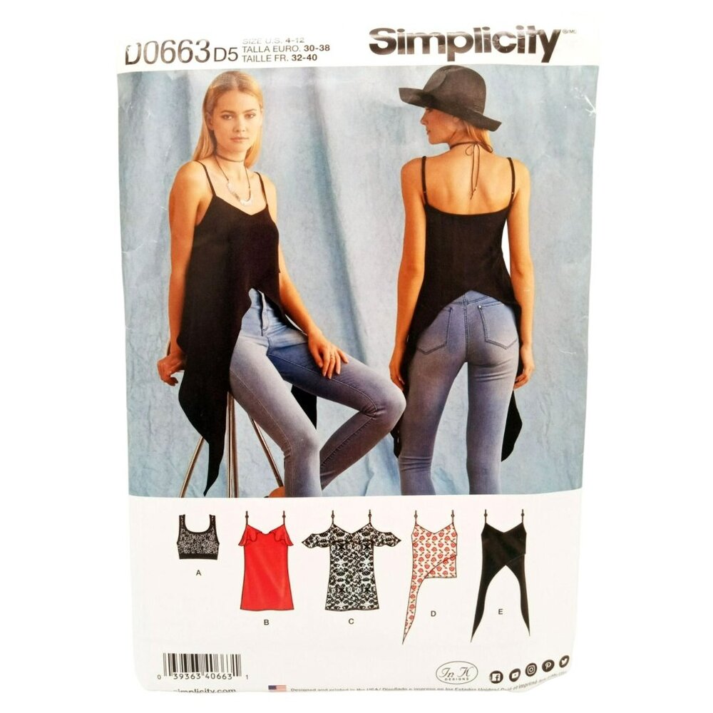 Simplicity Pattern D0663 Misses Top and Knit Bralette Size 4-12 Uncut Cute Craft
